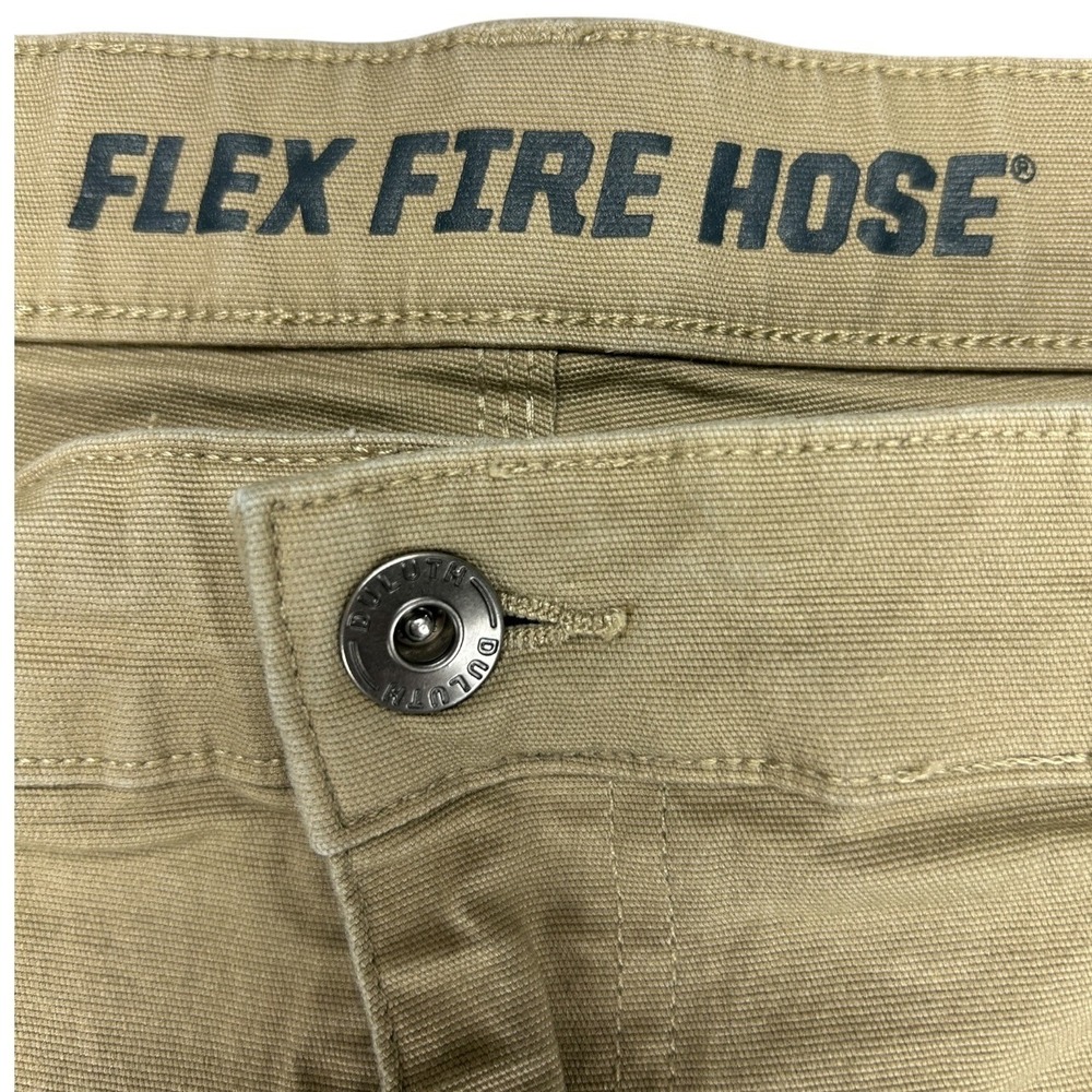Duluth Trading Flex Fire Hose Pants Mens 46x32 Khaki Relaxed Fit Workwear Canvas - Picture 3 of 8
